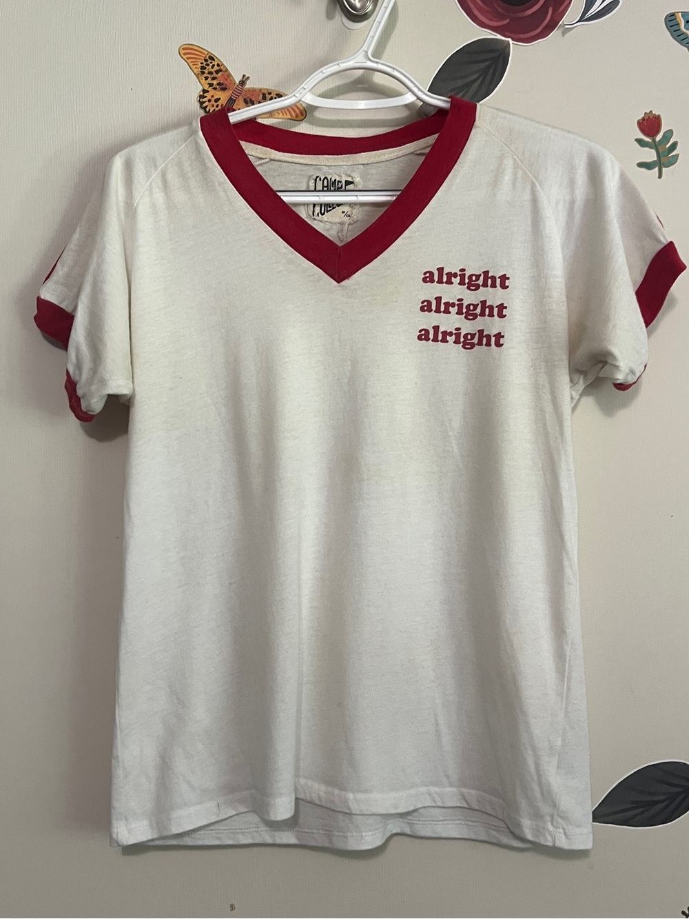 Camp Collection Dazed and Confused 70s  Retro Tee with Red Stripes